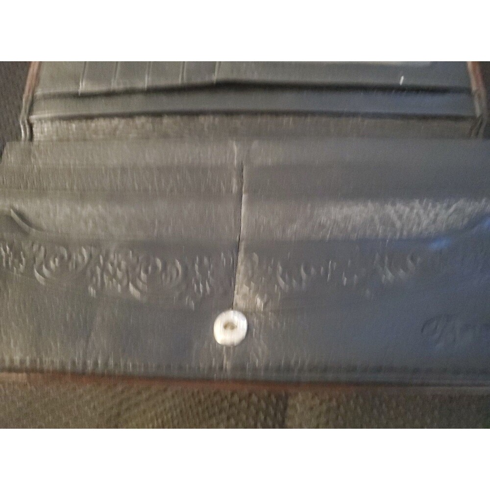 Brighton Black & Brown Leather w/silver Heart Button Close Checkbook I.D. wallet - Picture 8 of 12